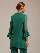  Dámská vánoční halenka zelená šifonová strečová pletenina patchwork 3/4 rukáv výstřih bateau jaro podzim