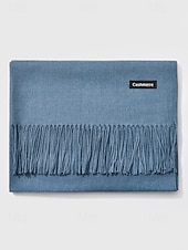 ieftine Accesorii de Crăciun-Eșarfă de Crăciun pentru femei, cu aspect de cașmir, șal de iarnă moale din imitație de cașmir cu ciucuri, eșarfă caldă de culoare uni pentru sărbători, exterior și purtare zilnică