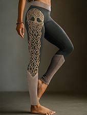 levne Viking tisk-Legíny Viking Boho pro ženy vintage etnický styl plná délka vysoký pas grafika abstraktní 3D tisk rychlé schnutí prodyšné měkké elastické formální dovolená růžové léto jaro podzim zima regular fit