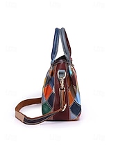 economico Borsette e borse tote-borsa da donna in pelle, design patchwork multicolore, materiale in vera pelle, versatile con manici superiori e tracolla regolabile, elegante e funzionale per l'uso quotidiano e le occasioni speciali