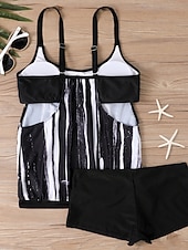 baratos Tankinis-Tankini Feminino de Biquíni 2 Peças com Cintura Alta Controle de Barriga Cintura Alta Slim Costas Nuas Roupas de Praia de Férias Gráfico Floral com Decote U Sem Mangas