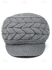 abordables Sombreros de mujer-Boina de punto cálido para mujer: tejido de cable suave, elegante y acogedor, perfecto para Navidad y moda invernal, disponible en varios colores.