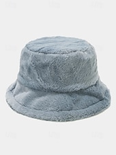 economico Cappelli da donna-Cappello da pescatore natalizio da donna in pelliccia sintetica, morbido e accogliente, disponibile in più colori: regalo perfetto per le feste