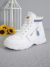 preiswerte Schnee- und Winterstiefel-Weiße, warme Damen-Sneaker mit hohem Schaft und Kunstfellfutter – trendige Winterschuhe mit klobiger Sohle für lässige Outdoor-Aktivitäten