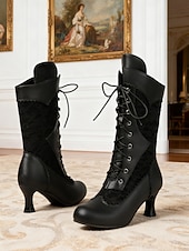 economico Vittoriano &amp; Edoardo-stivali da donna in similpelle rossa con lacci e tacchi, in stile vittoriano - stile gotico vintage anni '20 per carnevale, feste e occasioni in costume