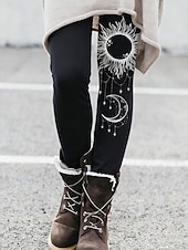 abordables impresión vikinga-Mujeres Vikingas Boho Leggings Vacaciones Estilo Étnico Vintage de Largo Completo Cintura Alta Gráfico Galaxia Suave Cómodo Elástico Formal Aire Libre Vacaciones Negro Primavera Otoño Invierno Ajuste