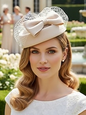 Недорогие Рождественские аксессуары-женская рождественская шапка из искусственной шерсти, с бантом и сеткой, несколько цветов для праздничных мероприятий, идеально подходит для торжеств и зимней моды