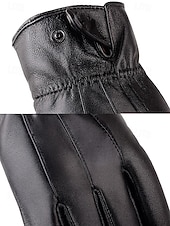 halpa Miesten käsineet-Miesten lampaannahkakäsineet - vedenpitävät, fleecevuoratut lämpimänä, tyylikkäät ja käytännölliset talviulkona käytettäväksi