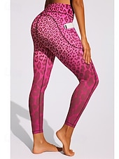 tanie legginsy 3d-Damskie legginsy do pilatesu Spodnie fitness Legginsy casualowe Kieszenie Opłata skarbowa Niejednolita całość Pilates Siłownia Trening w siłowni Majtki Rajstopy Getry Panterka Wzorzyste Zwierzęta