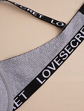 cheap Women's Sleep &amp; Lounge-Women's Sexy Lingerie Bra PrintNightwearCotton Casual Letter Fashion Cute Black Gray Spring &amp; Summer Fall &amp; Winter