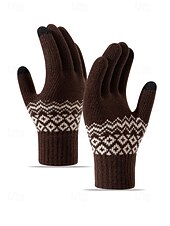 billige Herrehansker-Julehansker med berøringsskjerm til herre, flere farger, varm strikk med Fair Isle-mønster, ideelle for vinter- og høytidsaktiviteter