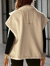 economico Gilet-Per donna Gilet in pile Gilet Caldo Confortevole Tasca Bottoni Casual Tinta unica Vacanza Streetwear Casuale Abbigliamento quotidiano Regolare Collo ripiegato Vestibilità regolare Senza Maniche