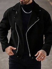 cheap Casual Jackets-Men's Lightweight Jacket Casual Jacket Vacation Daily Breathable Pocket Spring Fall Plain Fashion Classic Lapel Regular Apricot Black Khaki Gray Jacket