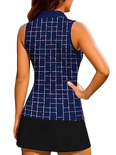 preiswerte Damenbluse-Damen Geometrisch Farbblock Kariert Karo Workout-Tanktop Shirt Sporthemd Golf-Poloshirt Ärmellos Sportlich UPF50+ UV-beständig Trainer Tanzen UV Schutz Pilates Cheerleader-Kostüme Volleyball