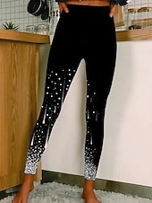 Χαμηλού Κόστους -Γυναικεία Κολάν Άνετα κολάν Διακοπές Καθημερινό Πλήρες μήκος Ψηλή Μέση Γραφική Εκτύπωση Άνετο Ελαστικό Causal Καθημερινά Διακοπές Βαθυγάλαζο Μαύρο Άνοιξη, Φθινόπωρο, Χειμώνας, Καλοκαίρι Στενή εφαρμογή