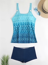 abordables Tankinis-Femmes Maillots de Bain 2 pièces Shorts Maillot de bain Dos nu Vacances Tenues de plage Fleuri Graphique Col rond Sans manches Maillots de bain