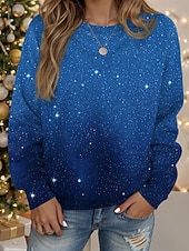 preiswerte Kunst &amp; Design Tops-Damen Pullover Sweatshirt Druck Aktiv Lässig Festival Langarm Rundhalsausschnitt Normale Oberteile Lässig Straße Alltagskleidung Blau Weinrot Purpur Fuchsie Grün Frühling Herbst Winter