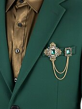 cheap Men's Ties &amp; Bow Ties-Men's Christmas Brooch Set - Elegant Alloy Material with Multi-Colored Gems and Pearls, Festive Chain Design for Suits, Parties and Holiday Occasions