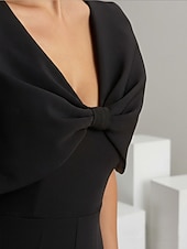 preiswerte Overalls für Mütter-Overalls Bodenlang Brautmutterkleid Ärmellos Rundhalsausschnitt Elegant Einfach Hochzeitsgast Formeller Abend Stretchstoff mit Einfarbig