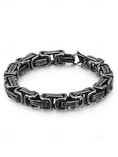 abordables Bijoux pour hommes-Bracelet pour homme en acier inoxydable à maillons bicolore noir et or, design élégant et résistant pour un usage quotidien et les occasions spéciales.