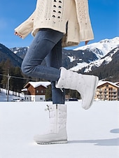 זול מגפי שלג וחורף-מגפי חורף עמידים למים לנשים - מגפי שלג חמים ומונעי החלקה למזג אוויר קר, נעלי חורף אופנתיות לפעילויות חוץ