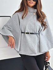 levne Zimní kabáty-Dámské Plášť / pláštěnky Pohodlné Prodyšné S páskem Elegantní Na běžné nošení Bez vzoru Dovolená ulice Ležérní Denní nošení Pullover Standardní Stojáček Volný Dlouhý rukáv Svrchní oděvy Černá Fialov