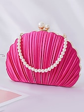 tanie Kopertówki i torebki wieczorowe-plisowana damska kopertówka z perłowym uchwytem – elegancka wieczorowa torebka, w wielu kolorach – idealna na wesela, imprezy i specjalne okazje