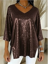  Nouvel An Femmes Chemise Élégant Tenue de soirée Bleu Vin Marron clair Violet Marron Automne Hiver