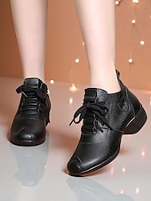 abordables Zapatos de jazz-Zapatos de baile de piel color burdeos para mujer: cómodos tacones con cordones para la práctica de bailes de salón, latinos y jazz.