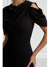 preiswerte Overalls für Mütter-Overalls Bodenlang Brautmutterkleid Kurzarm Rundhalsausschnitt Elegant Einfach Formell Hochzeitsgast Familientreffen Stretchstoff mit Einfarbig