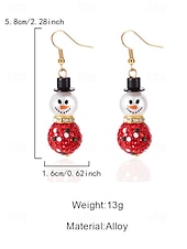 olcso Női fülbevaló-női karácsonyi hóember fülbevalók – ötvözet piros, zöld és fehér gyöngyökkel, tökéletesek ünnepi bulikra és ünnepi alkalmakra