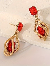 tanie Walentynki-Damskie kolczyki ze stopu metali, w wielu kolorach, elegancki design z kamieniem szlachetnym na święta Bożego Narodzenia i oficjalne okazje