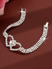 halpa Naisten rannekoru-Naisten kimalteleva strassilla koristeltu sydänrannekoru - elegantti kristallilenkkikuvio, siro ja näyttävä rannekoru juhliin ja iltoihin &amp;erityistapahtumat