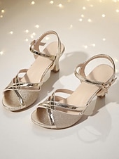 cheap Mother of Bride/Groom-Mother of the Bride Block Heel Sandals, Glitter Open Toe Ankle Strap Dress Heels for Wedding &amp; Reception