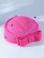 Недорогие Рождественские аксессуары-женская рождественская шапка из искусственной шерсти, с бантом и сеткой, несколько цветов для праздничных мероприятий, идеально подходит для торжеств и зимней моды