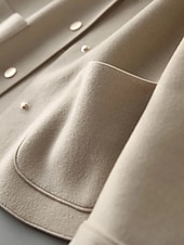 preiswerte Wintermäntel-Damen Freizeitjacke Bequem Atmungsaktiv Tasche Knöpfe Lässig Einfach Urlaub Straße Lässig Alltagskleidung Einreihig Kurz Umlegekragen Normale Passform Langarm Oberbekleidung Schwarz Beige Kaffee