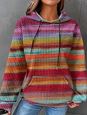 economico Felpe con Cappuccio Testurizzata-Per donna Felpa con cappuccio Coulisse Grafico Tinta a nodi Attivo Vintage Streetwear Manica Lunga Con Cappuccio Top Regolari Casuale Streetwear Abbigliamento Quotidiano Blu Viola Arancione Verde