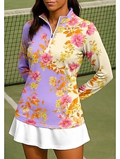 abordables Camisa de Mujer-Mujer Flores Tops Camisas Camisa deportiva Camisas de polo Manga Larga Cremallera Floral UPF50+ Resistente a los rayos UV Alta elasticidad Dispersor de humedad Transpirable Voleibol Tenis Golf Escote