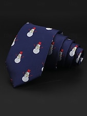 abordables Accessoires de Noël-Cravates de Noël pour hommes – en polyester avec des motifs festifs de bonhommes de neige, de père Noël et de sapins, parfaites pour les fêtes et célébrations de fin d&#039;année.