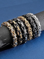 abordables Bijoux pour hommes-Bracelet pour homme en acier inoxydable à maillons bicolore noir et or, design élégant et résistant pour un usage quotidien et les occasions spéciales.