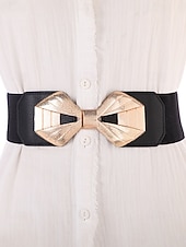 abordables Cinturón de mujer-Cinturón elástico para mujer con hebilla de aleación – elegante material de poliéster, ajuste regulable – perfecto para vestidos, atuendos casuales y formales