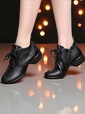 abordables Zapatos de jazz-Zapatos de baile de piel color burdeos para mujer: cómodos tacones con cordones para la práctica de bailes de salón, latinos y jazz.