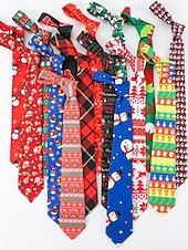 preiswerte Krawatten &amp;amp; Fliegen für Herren-Weihnachtskrawatte für Herren aus Polyester mit Weihnachtsmann-, Schneemann- und weihnachtlichen Motiven – festliche, verstellbare Fliege für Weihnachtsfeiern und festliche Anlässe