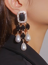 Недорогие Свадьба ACC-женские серьги-подвески из кристаллов и жемчуга — гламурные эффектные серьги-подвески со стразами для вечеринок, свадеб или вечерних мероприятий