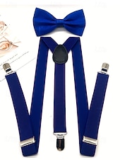 billiga Bröllop ACC-Herrset med hängslen och fluga i polyester, flera färger, perfekt för jul och formella evenemang