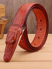 levne Pánské opasky-Pánský opasek z pravé kůže s krokodýlí texturou, více barev, stylový a odolný pro běžné i formální příležitosti