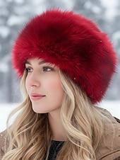 levne Dámské klobouky-Dámská vánoční čepice z umělé kožešiny - měkká a teplá, více barevných variant, perfektní sváteční doplněk na zimu, stylová a útulná pokrývka hlavy na vánoční večírky a venkovní akce