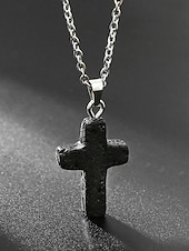 Недорогие Мужские украшения-Мужское рождественское ожерелье с подвеской-крестиком из натурального камня, доступно в нескольких цветах, стильный и модный дизайн, идеально подходит для подарков на праздники