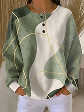 tanie Paski i geometryczne bluzy z kapturem-Damskie Bluza z kapturem Geometryczny Moda Moda miejska Długi rękaw Półgolf Zwykłe topy Codzienny Na co dzień Jasnoróżowy Żółty Pomarańczowy Zielony Khaki Wiosna Jesień Zima