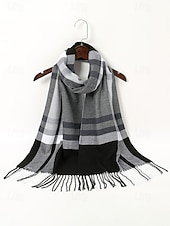 billiga Jultillbehör-herrrutig polyesterhalsduk, mjuk och varm, flera färger, perfekt för vinter- och julklappar